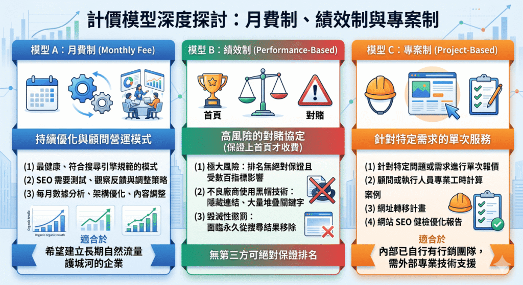 市場上的三種主要計價模式。